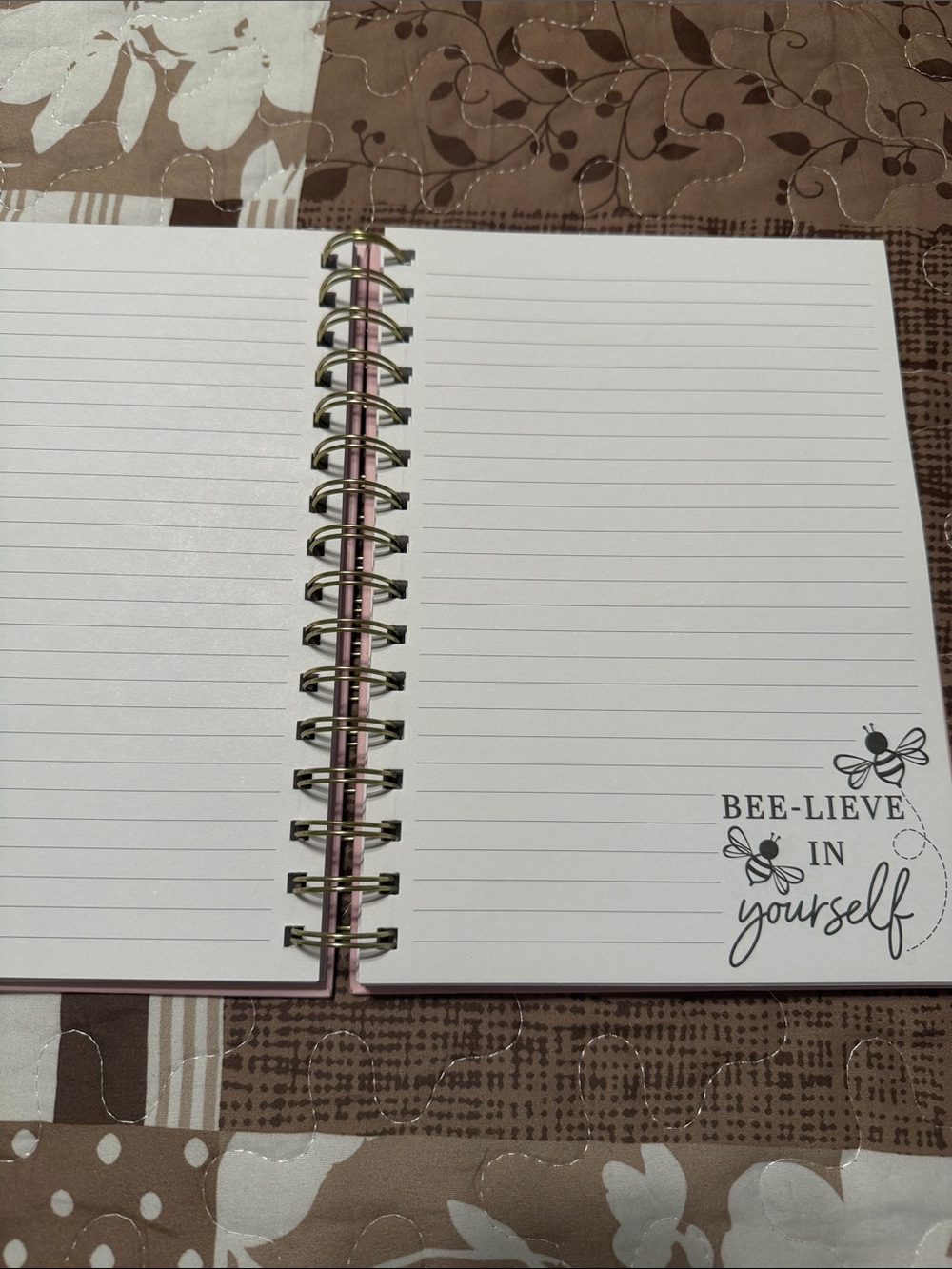 Bee-Lieve In Yourself Pink Spiral Notebook with Daisy Top Pen - Picture 3 of 6